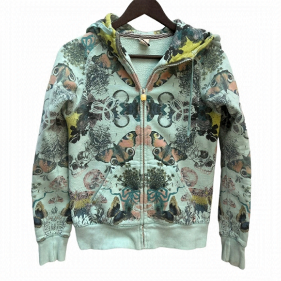 Aritzia Tops - ARITZIA TNA Butterfly blue Zip UP Hoodie Size S